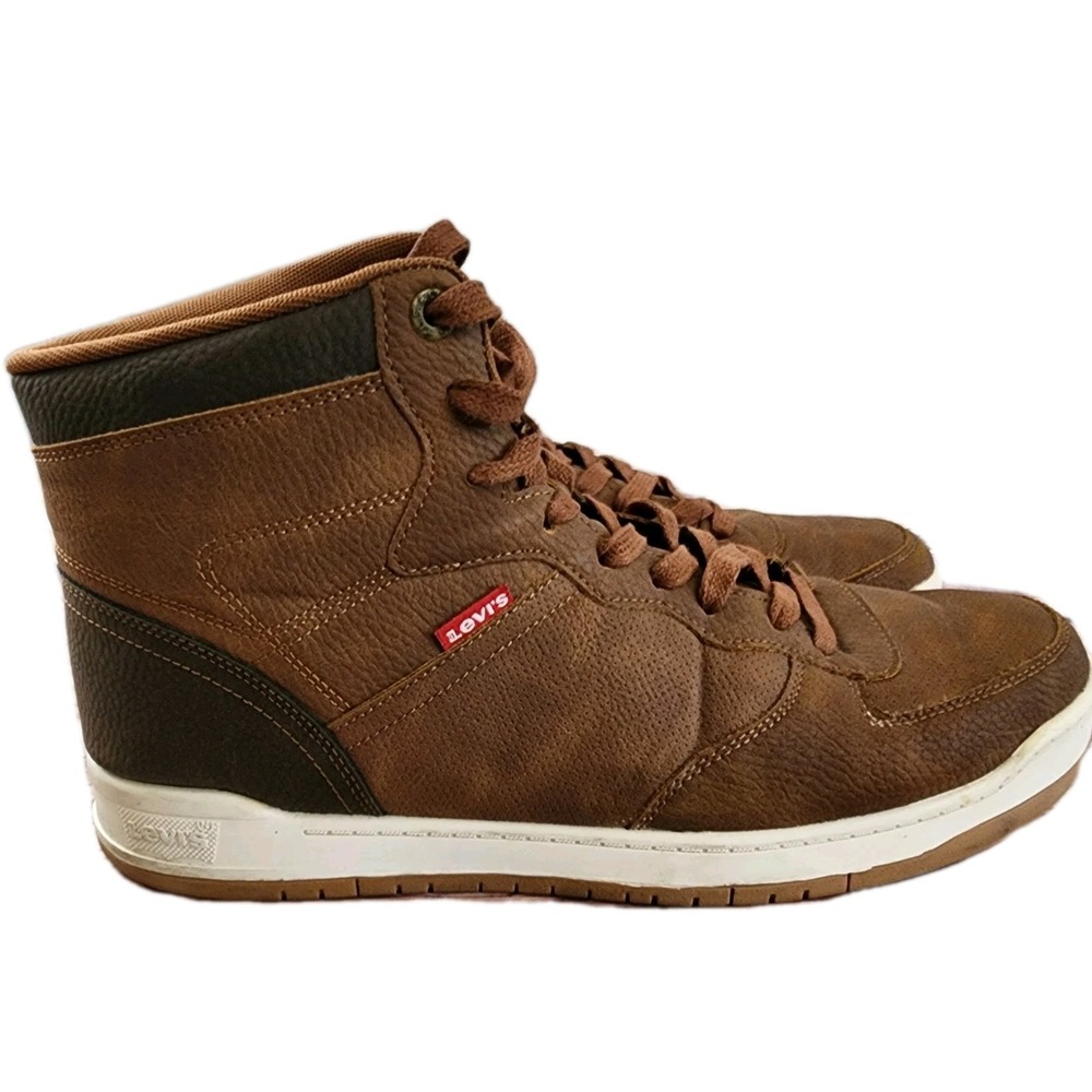 Levi's Men's Brown High Top Sneakers Boots Sz 12 Casual Skate Retro Lace-Up Logo